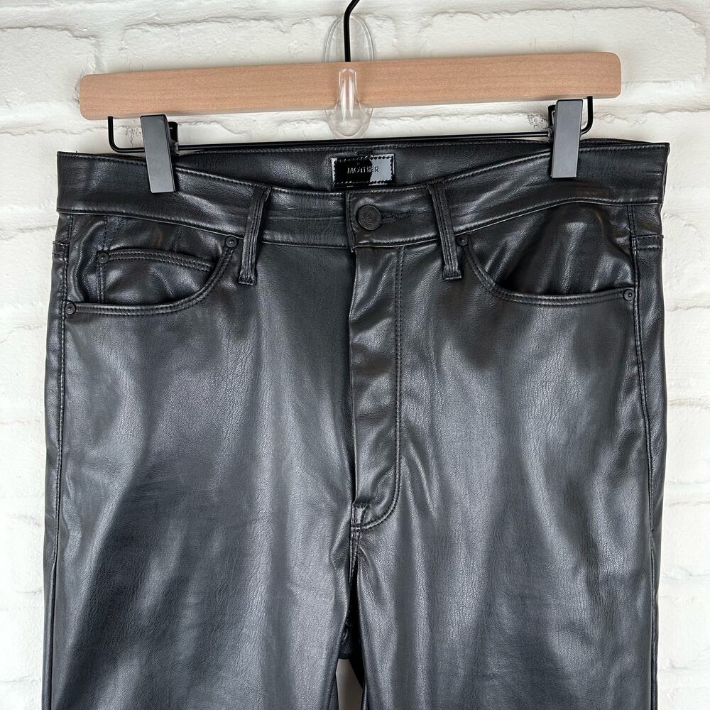 Mother The Dazzler Skimp Faux Leather Vegan Pants Black High Rise Slim Leg 30 - Picture 4 of 13